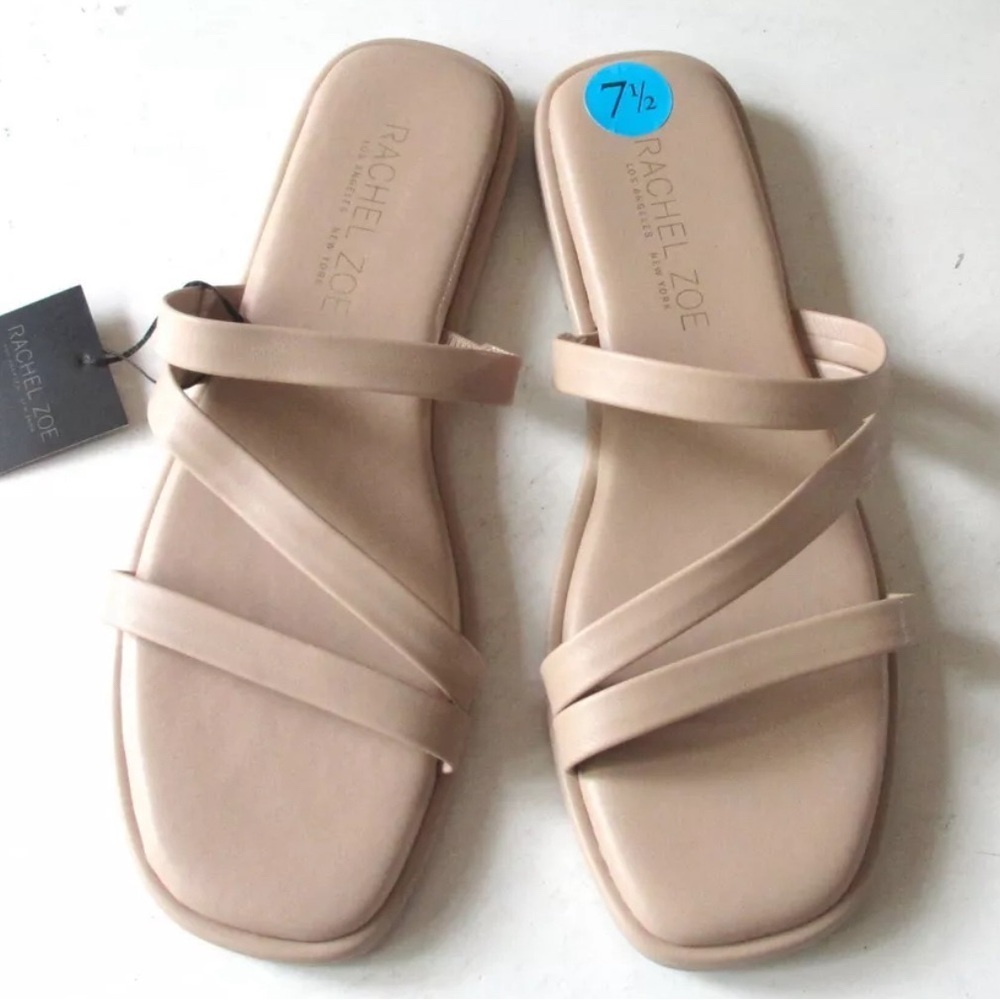 NWT RACHEL ZOE  Treat Women's Tan/Beige Slide Strappy Sandals Size 7.5 NEW